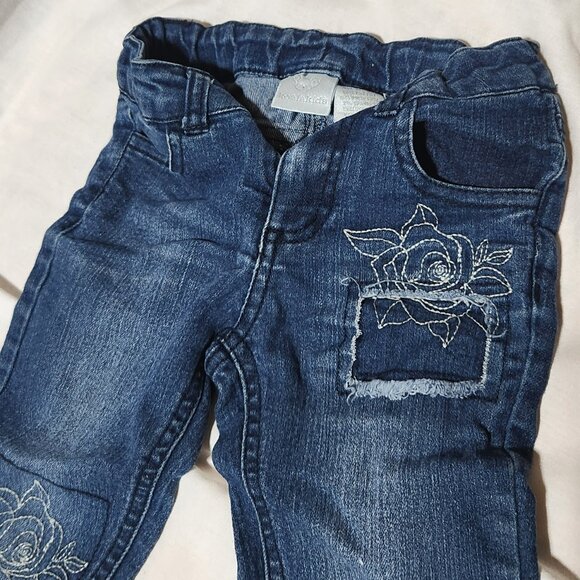 Koala Kids Girls Embroidered Jeans – Size 3T – Floral Patchwork & Distressed Det - Picture 7 of 10